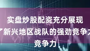 实盘炒股配资充分展现了新兴地区战队的强劲竞争力